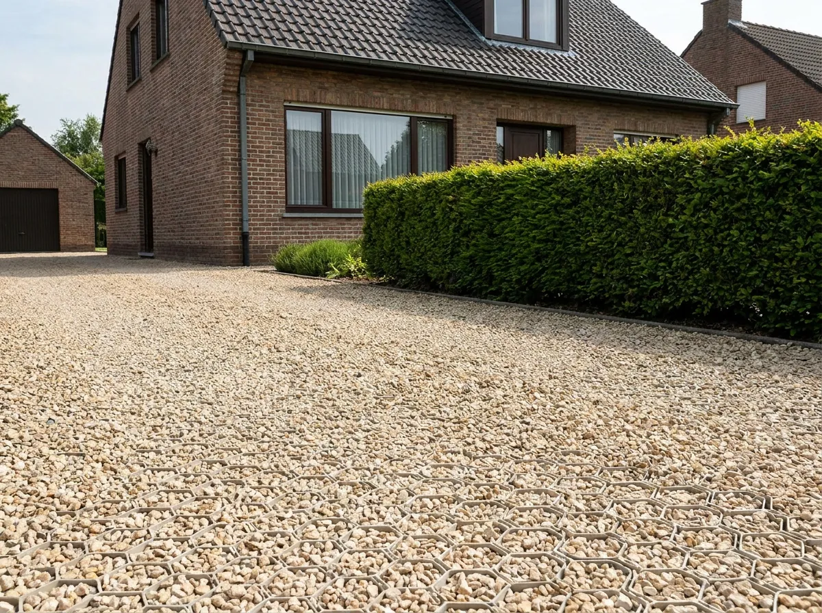 Asfalt oprit nieuw aangelegd in zwarte tint
